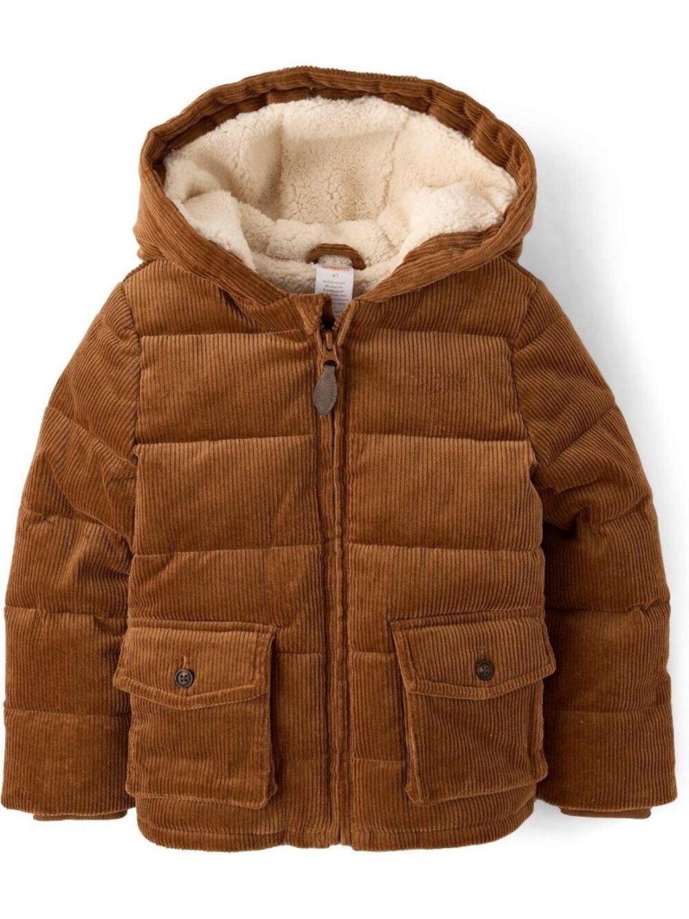 Cozy Boys' Toddler Corduroy Puffer Coat - Warm Winter Jacket for Kids